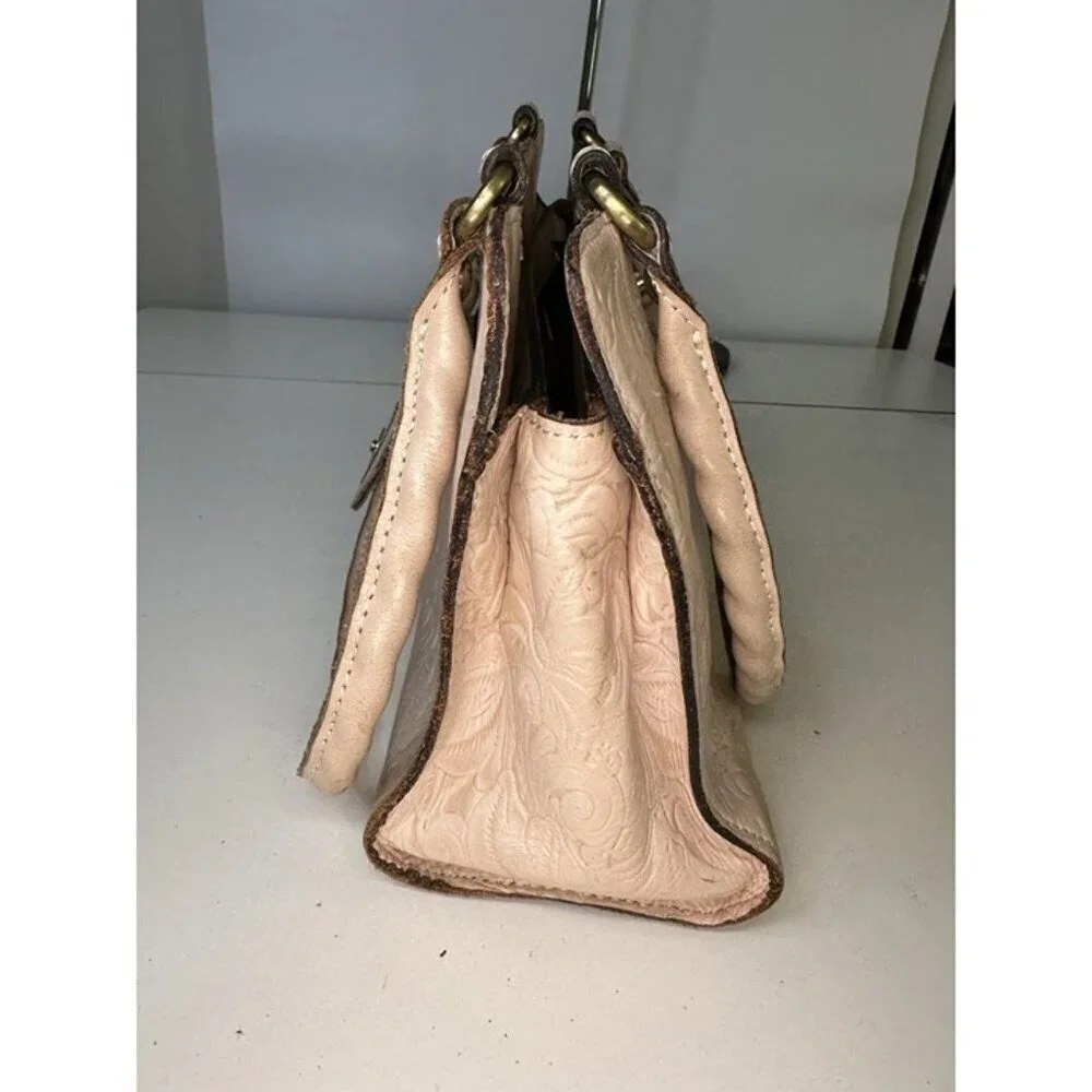 Patricia Nash Rienzo Satchel Tooled Leather Purse - Light Pink Pre-owned